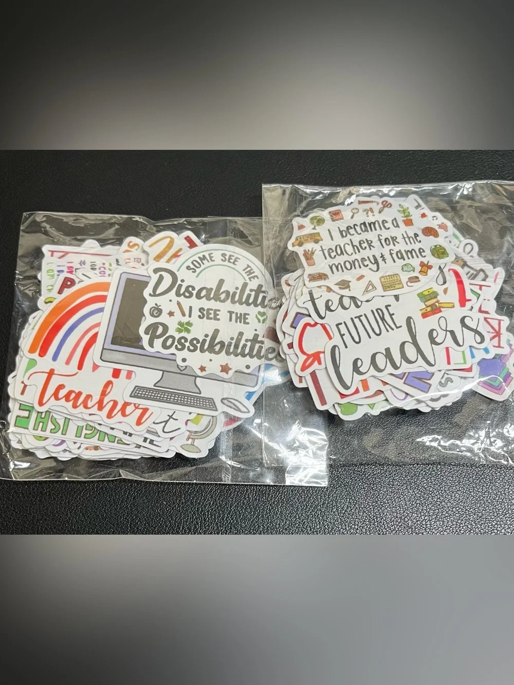 Teacher-Themed Sticker Packs - Colorful Rainbow & Multicolor Designs - 100 total
